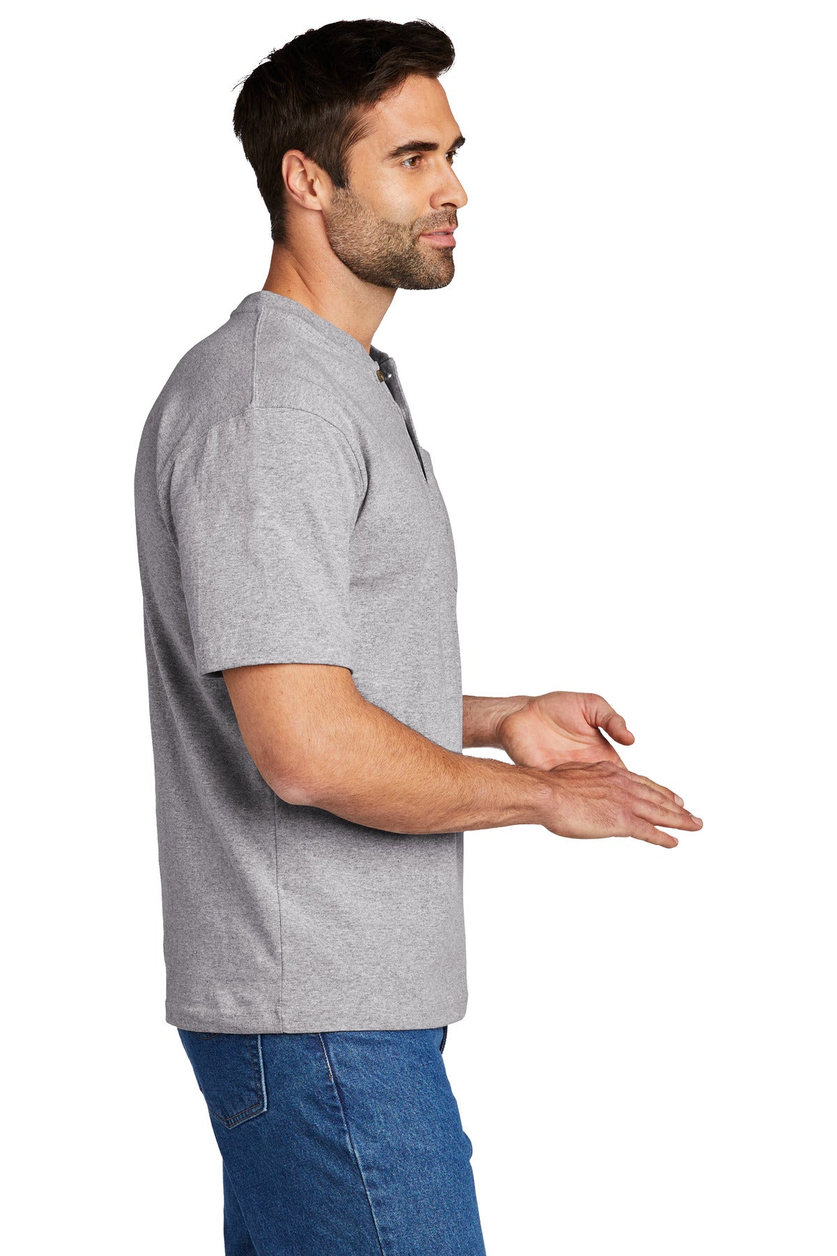 Heather Grey Carhartt Short Sleeve Henley T-Shirt CTK84