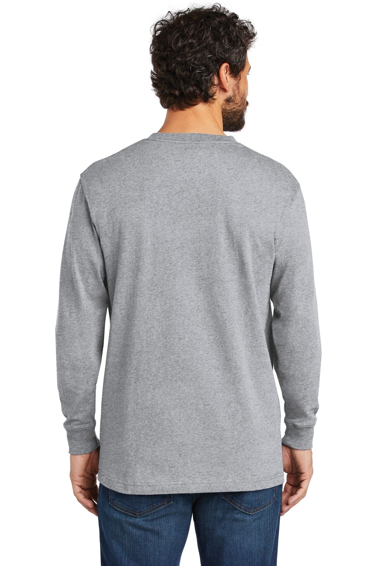 Heather Grey Carhartt Workwear Pocket Long Sleeve T-Shirt. CTK126