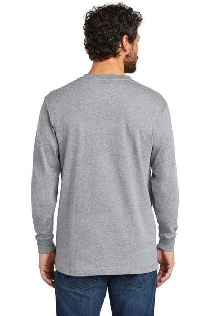 Heather Grey Carhartt Workwear Pocket Long Sleeve T-Shirt. CTK126