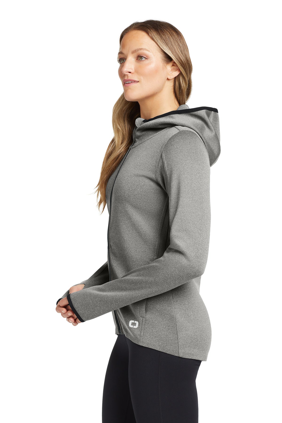 Heather Grey OGIO Women's Stealth Full-Zip Jacket. LOE728