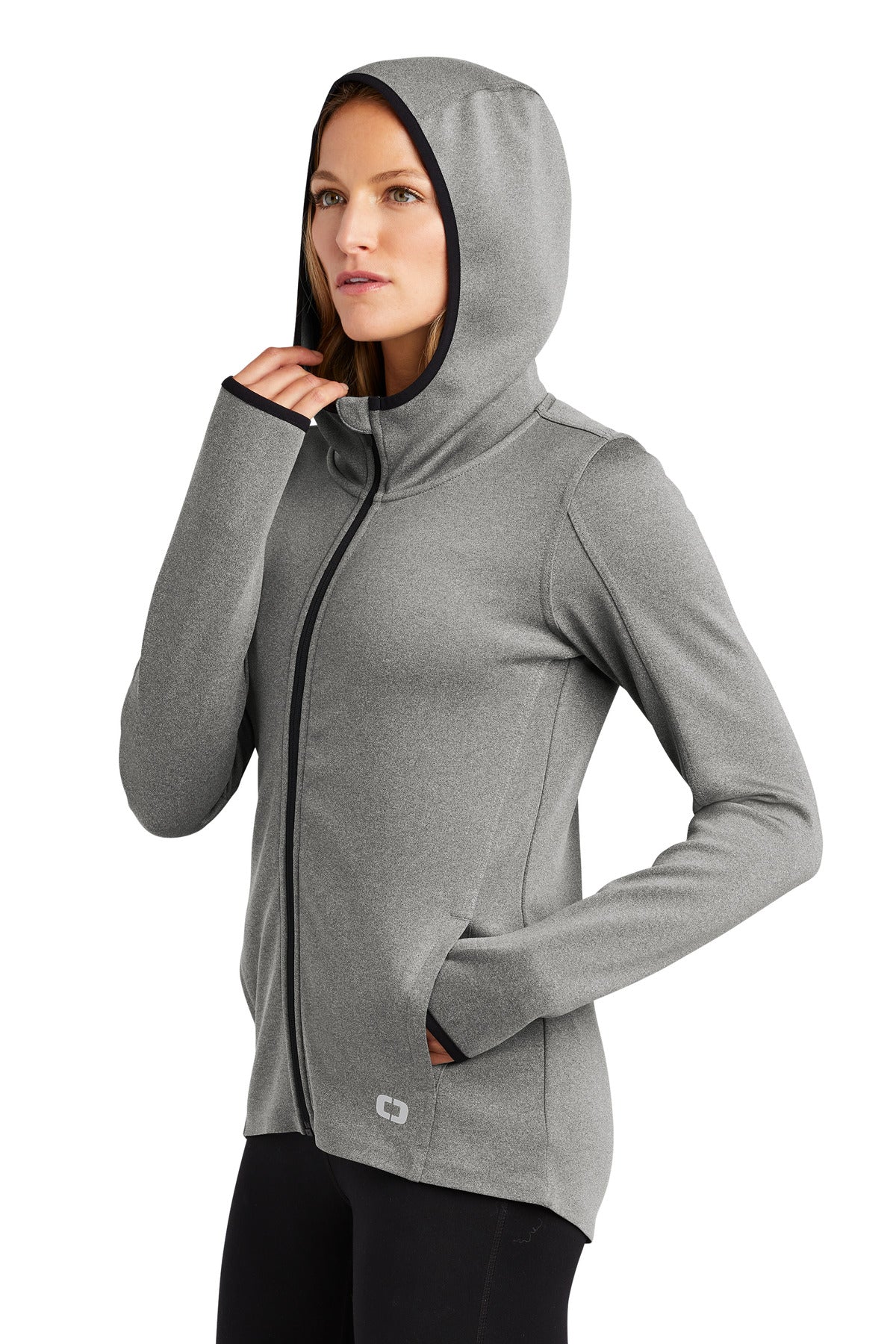 Heather Grey OGIO Women's Stealth Full-Zip Jacket. LOE728