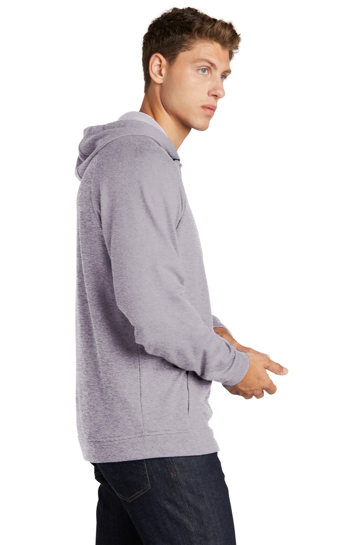 Heather Grey Sport-Tek Lightweight French Terry Pullover Hoodie. ST272