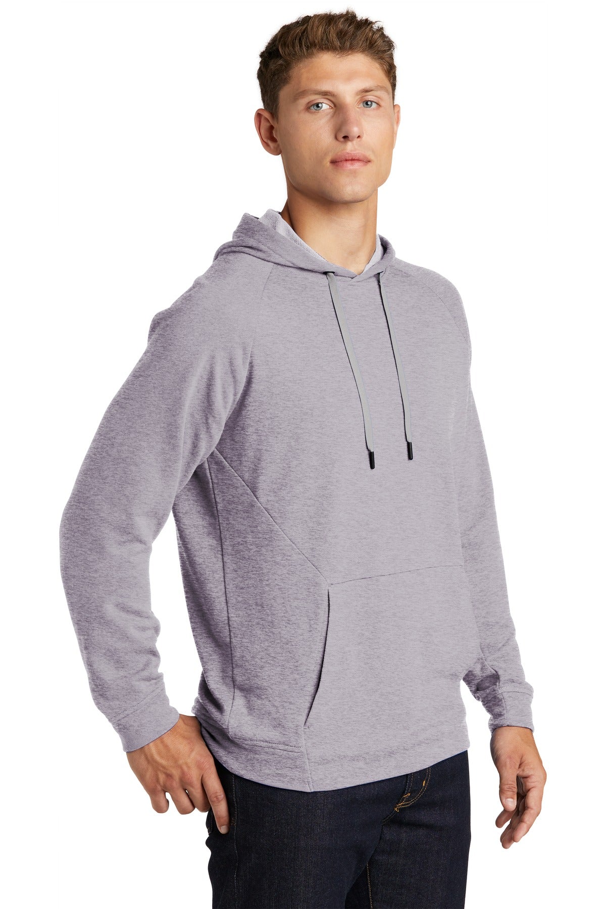 Heather Grey Sport-Tek Lightweight French Terry Pullover Hoodie. ST272
