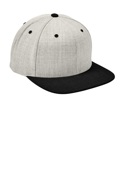 Heather/Black Sport-Tek YP Classics Flat Bill Snapback Cap. STC19