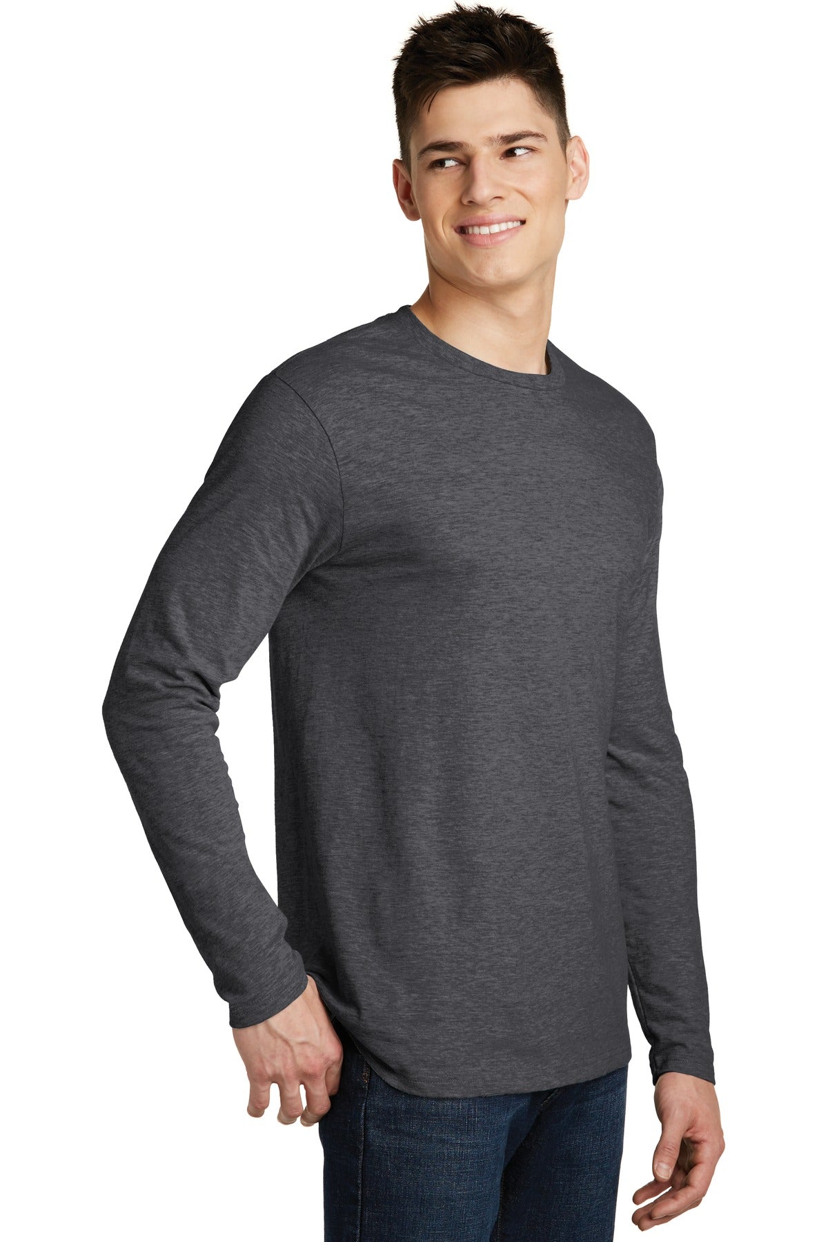 Heathered Char District Very Important Tee Long Sleeve. DT6200