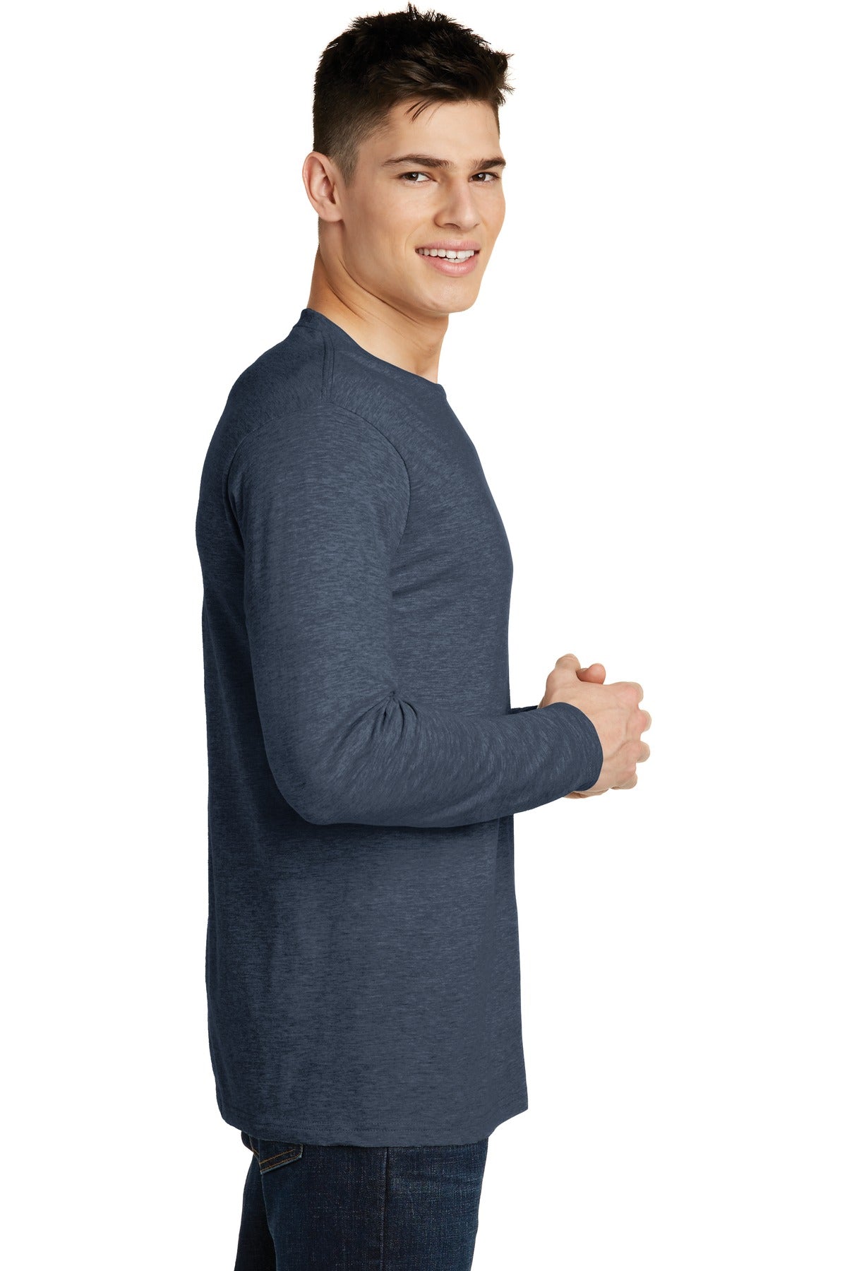 Heathered Navy District Very Important Tee Long Sleeve. DT6200