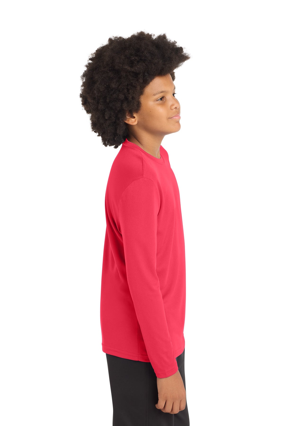 Hot Coral Sport-Tek Youth Long Sleeve PosiCharge Competitor Tee. YST350LS