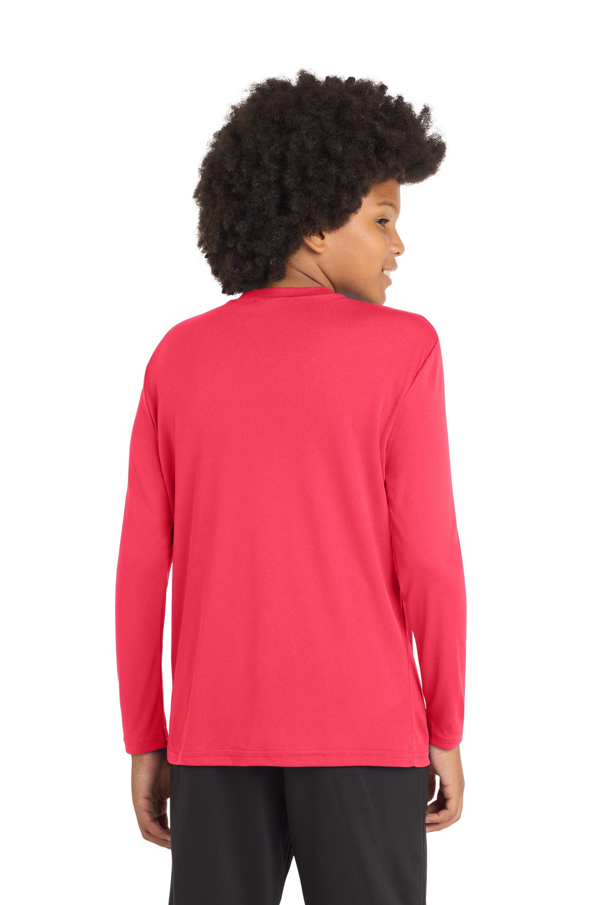 Hot Coral Sport-Tek Youth Long Sleeve PosiCharge Competitor Tee. YST350LS