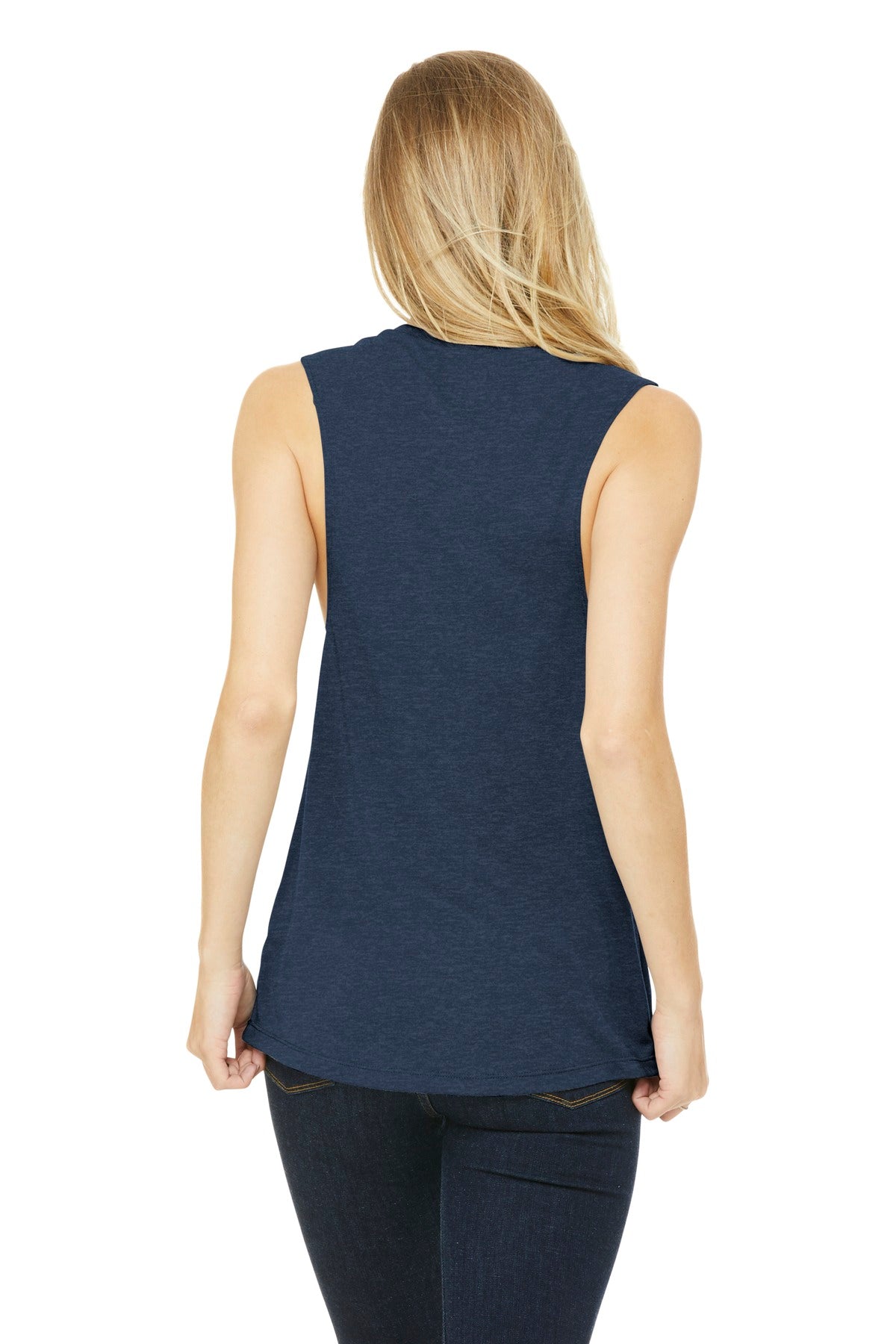 Ht Navy BELLA+CANVAS Women's Flowy Scoop Muscle Tank. BC8803
