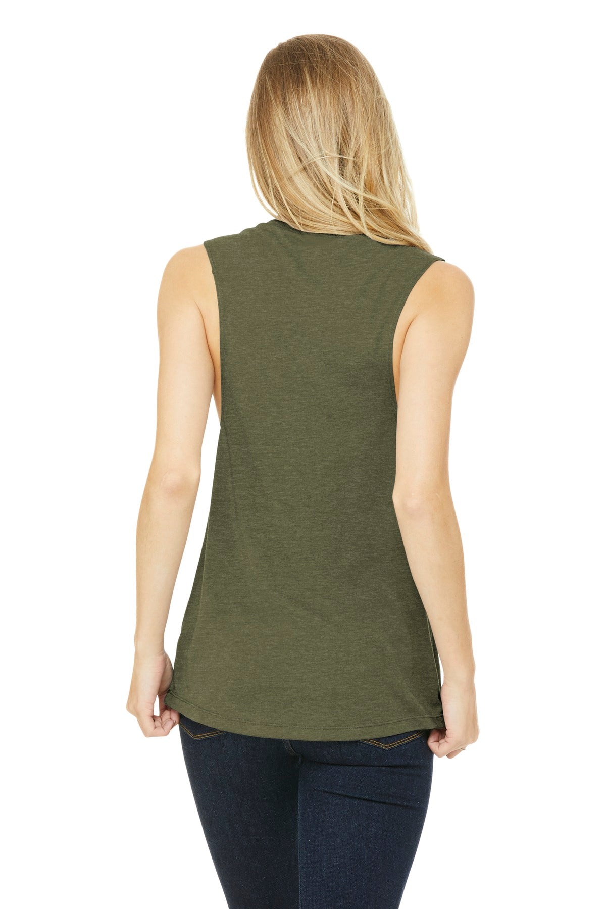 Ht Olive BELLA+CANVAS Women's Flowy Scoop Muscle Tank. BC8803