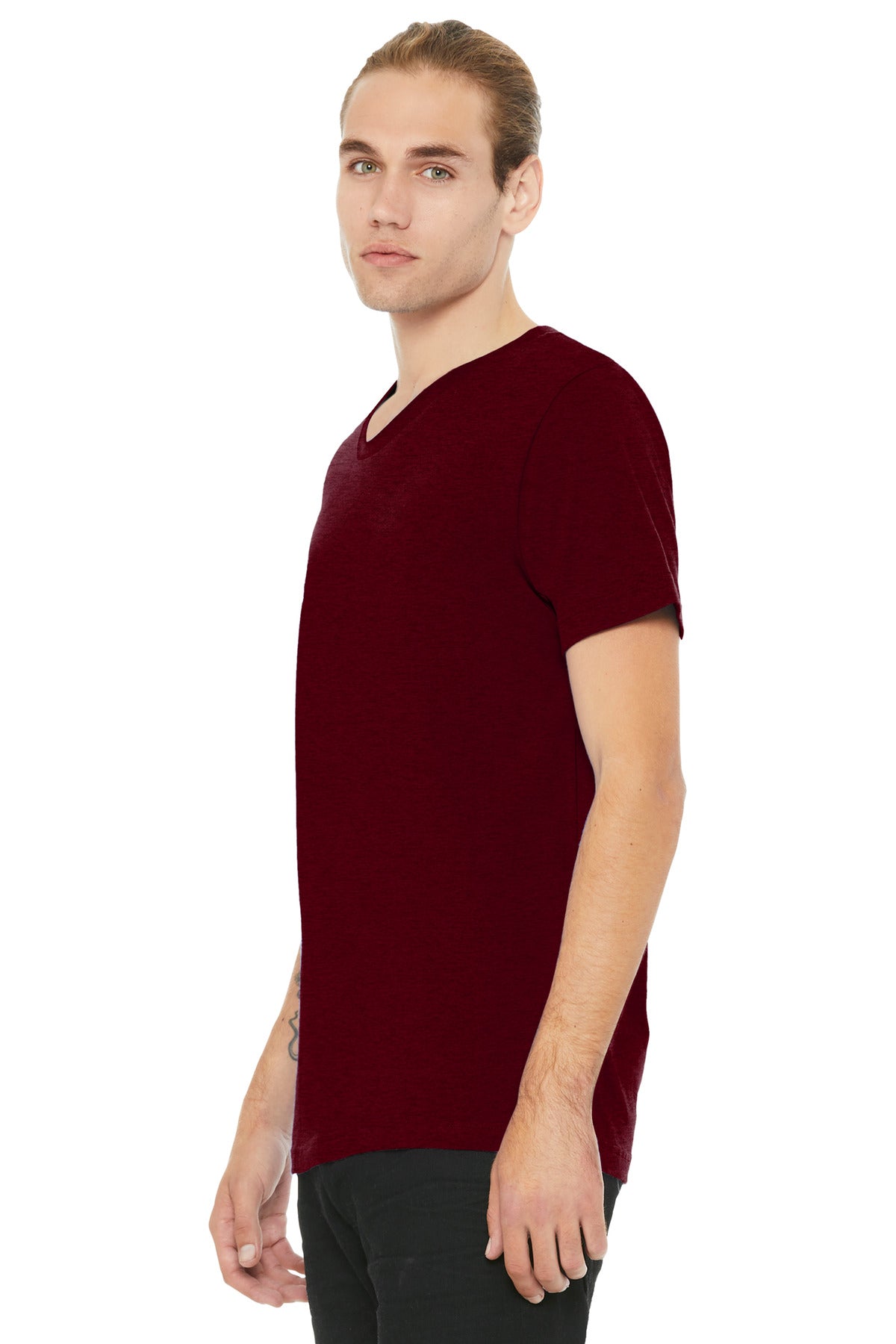 HtCardinal BELLA+CANVAS Unisex Heather CVC V-Neck Tee BC3005CVC