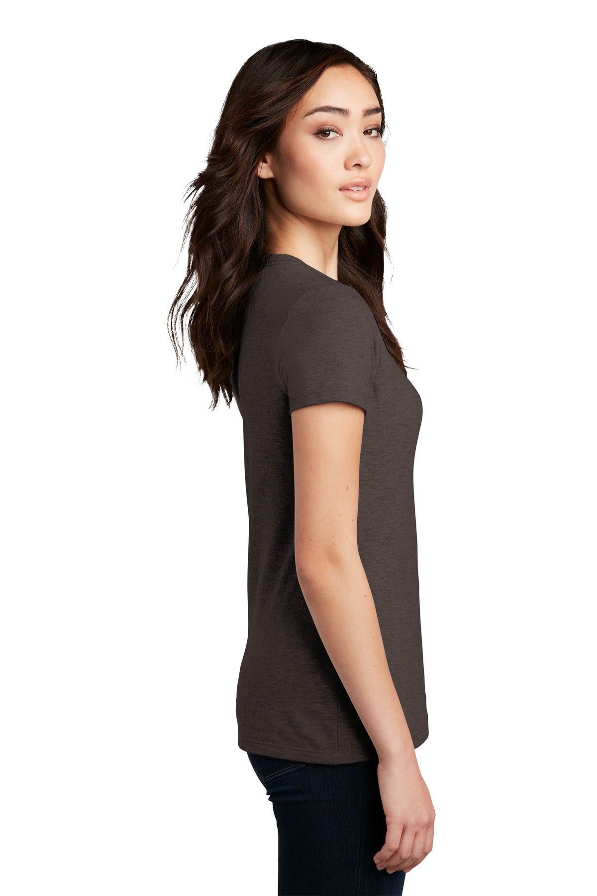 Hthr Brown District Women's Perfect Blend CVC Tee. DM108L