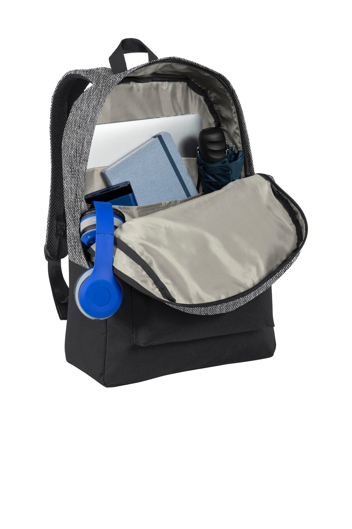 Hthr Grey/Blk Port Authority Retro Backpack BG7150