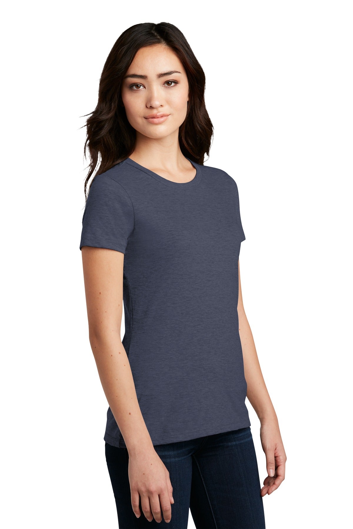 Hthr Navy District Women's Perfect Blend CVC Tee. DM108L