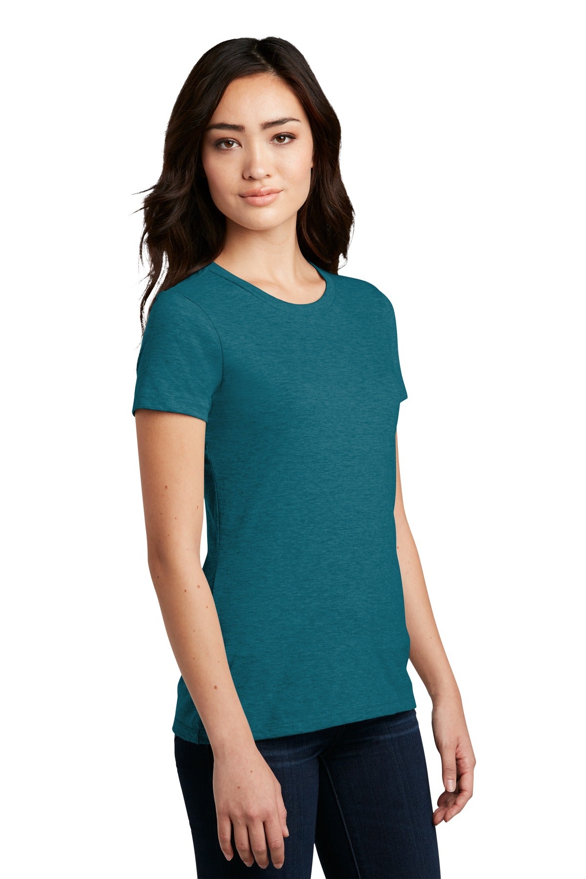 Hthr Teal District Women's Perfect Blend CVC Tee. DM108L