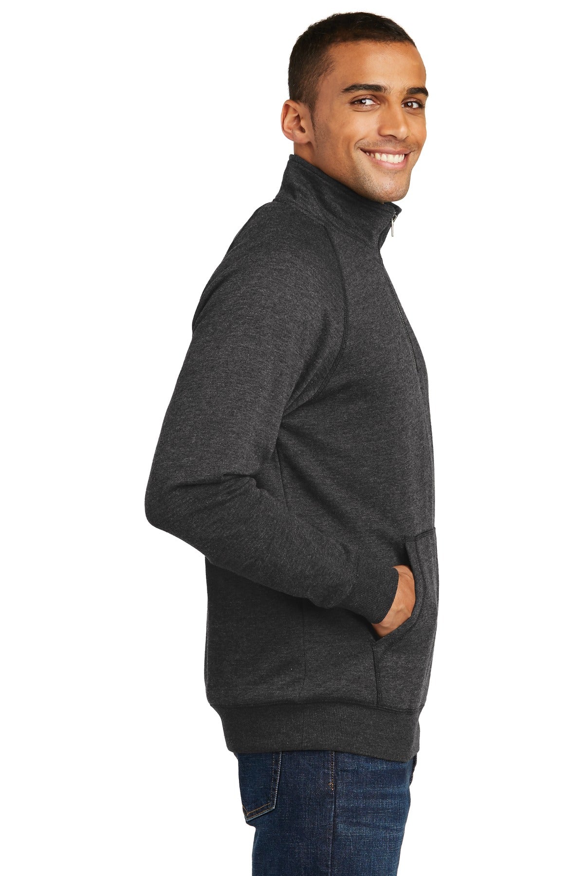 Hthrd Black District Lightweight Fleece 1/4-Zip. DM392