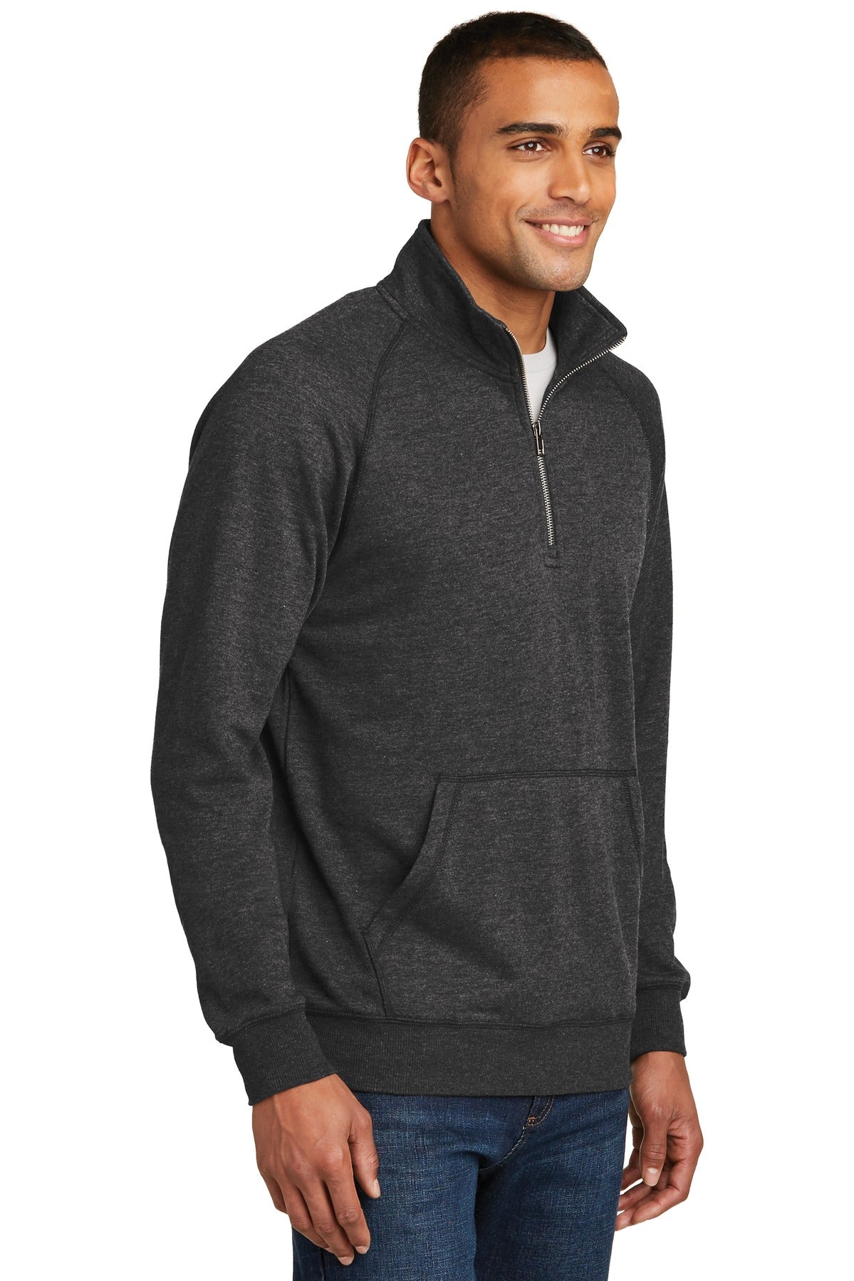 Hthrd Black District Lightweight Fleece 1/4-Zip. DM392