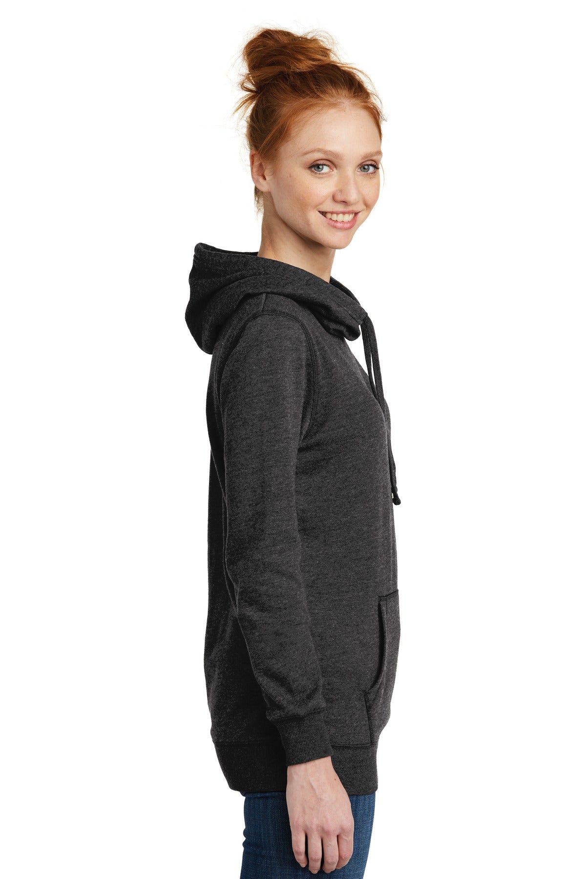 Hthrd Black District Women's Lightweight Fleece Hoodie. DM493