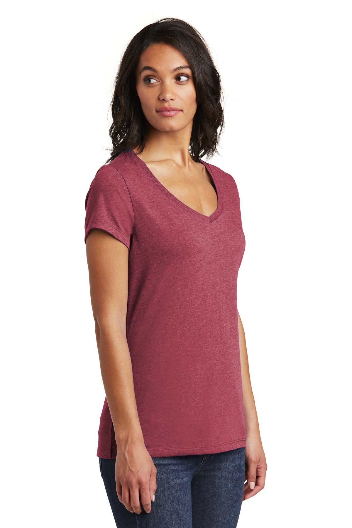 Hthrd Cardinal District Women's Very Important Tee V-Neck. DT6503