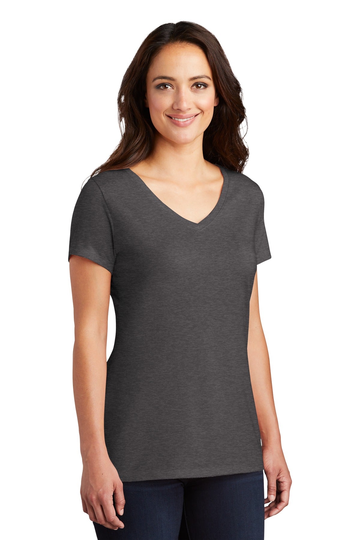 Hthrd Charcoal District Women's Perfect Tri V-Neck Tee. DM1350L