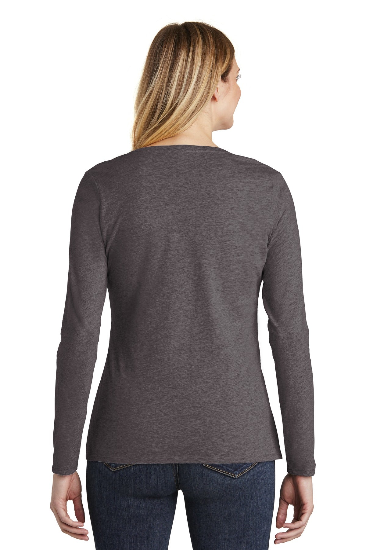 Hthrd Charcoal District Women's Very Important Tee Long Sleeve V-Neck. DT6201