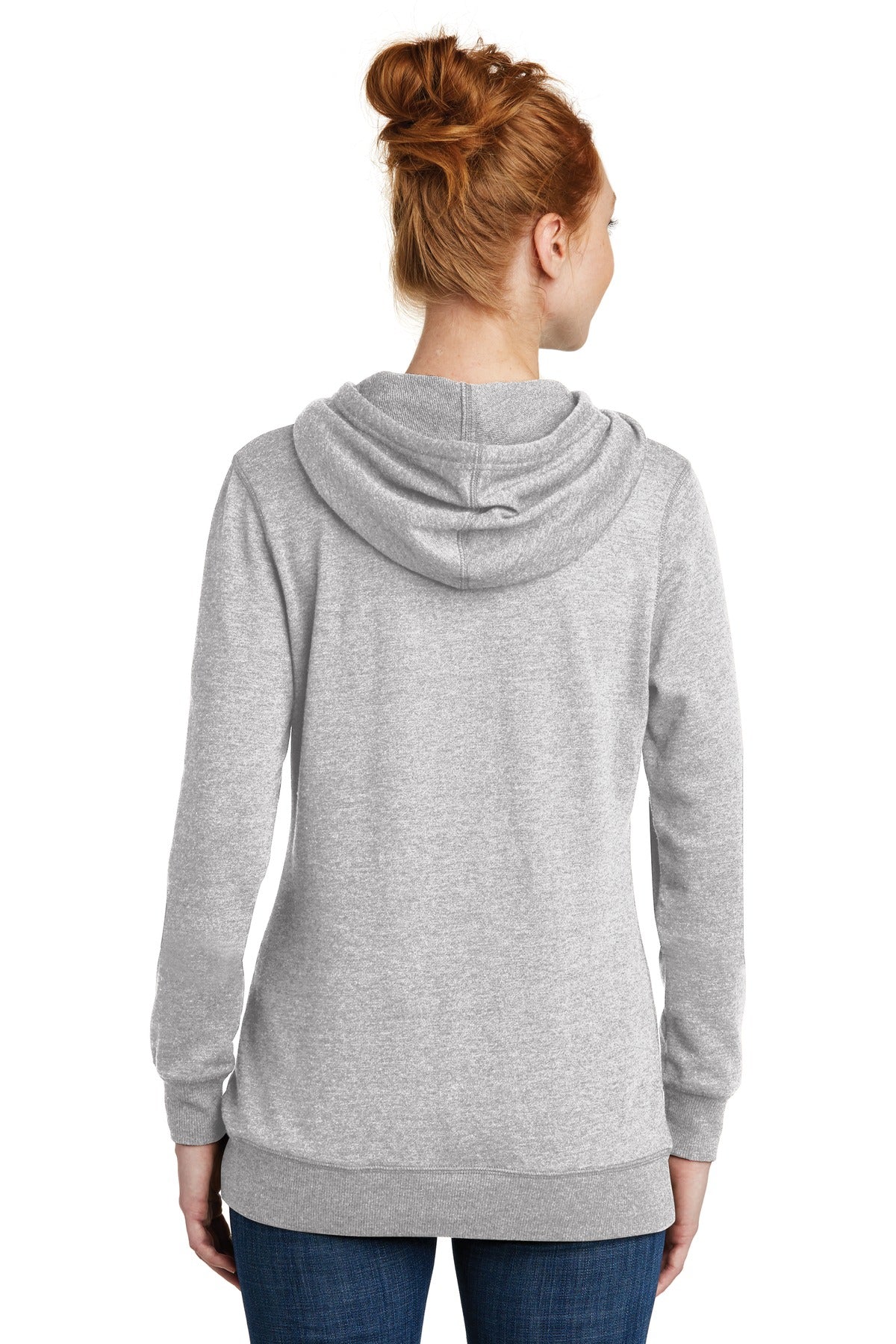 Hthrd Grey District Women's Lightweight Fleece Hoodie. DM493