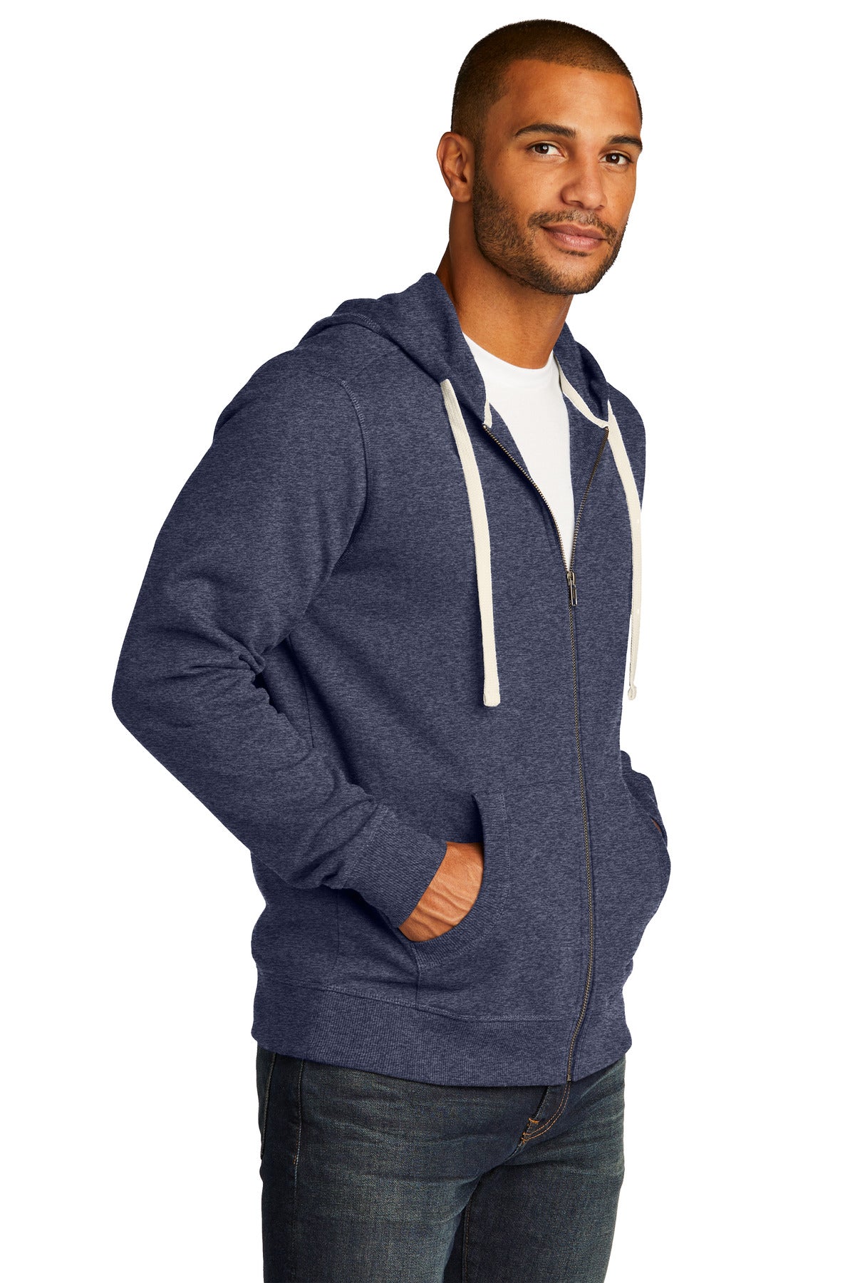 Hthrd Navy District Re-Fleece Full-Zip Hoodie DT8102
