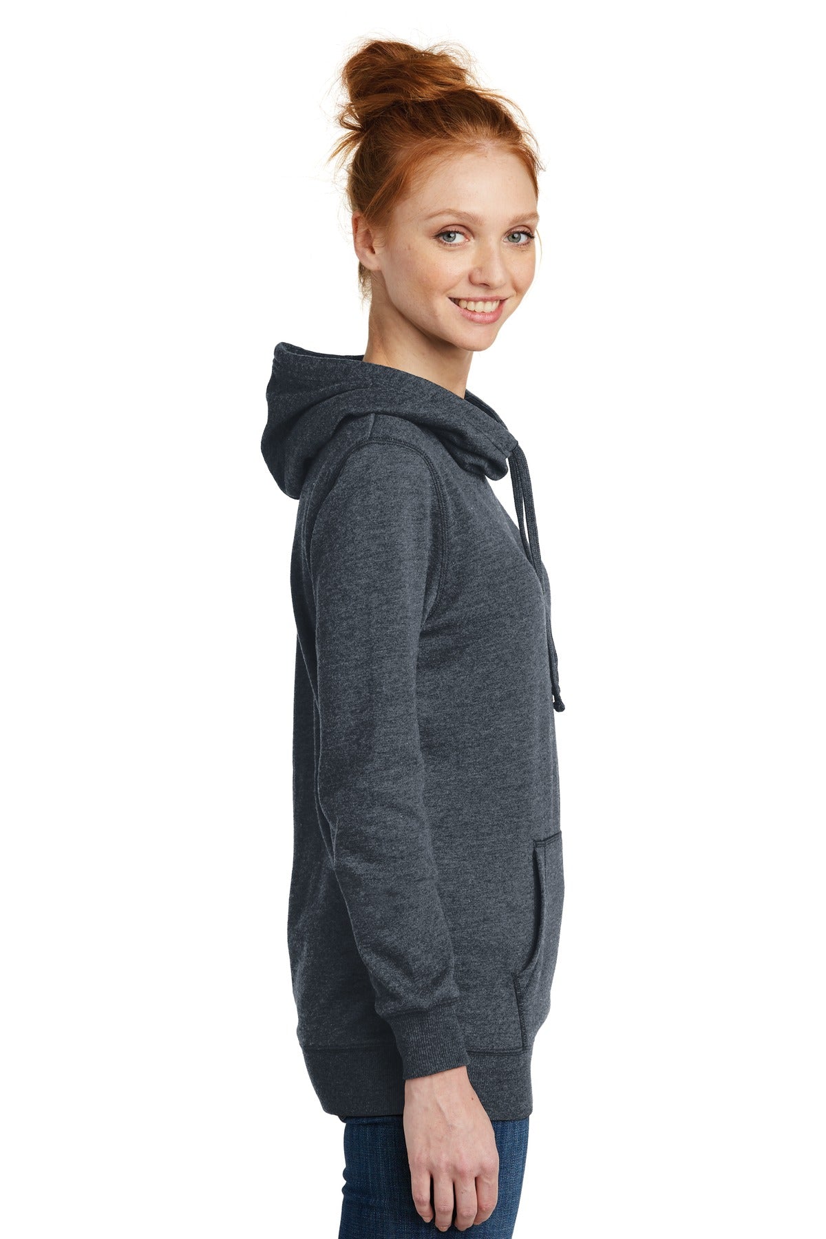 Hthrd Navy District Women's Lightweight Fleece Hoodie. DM493