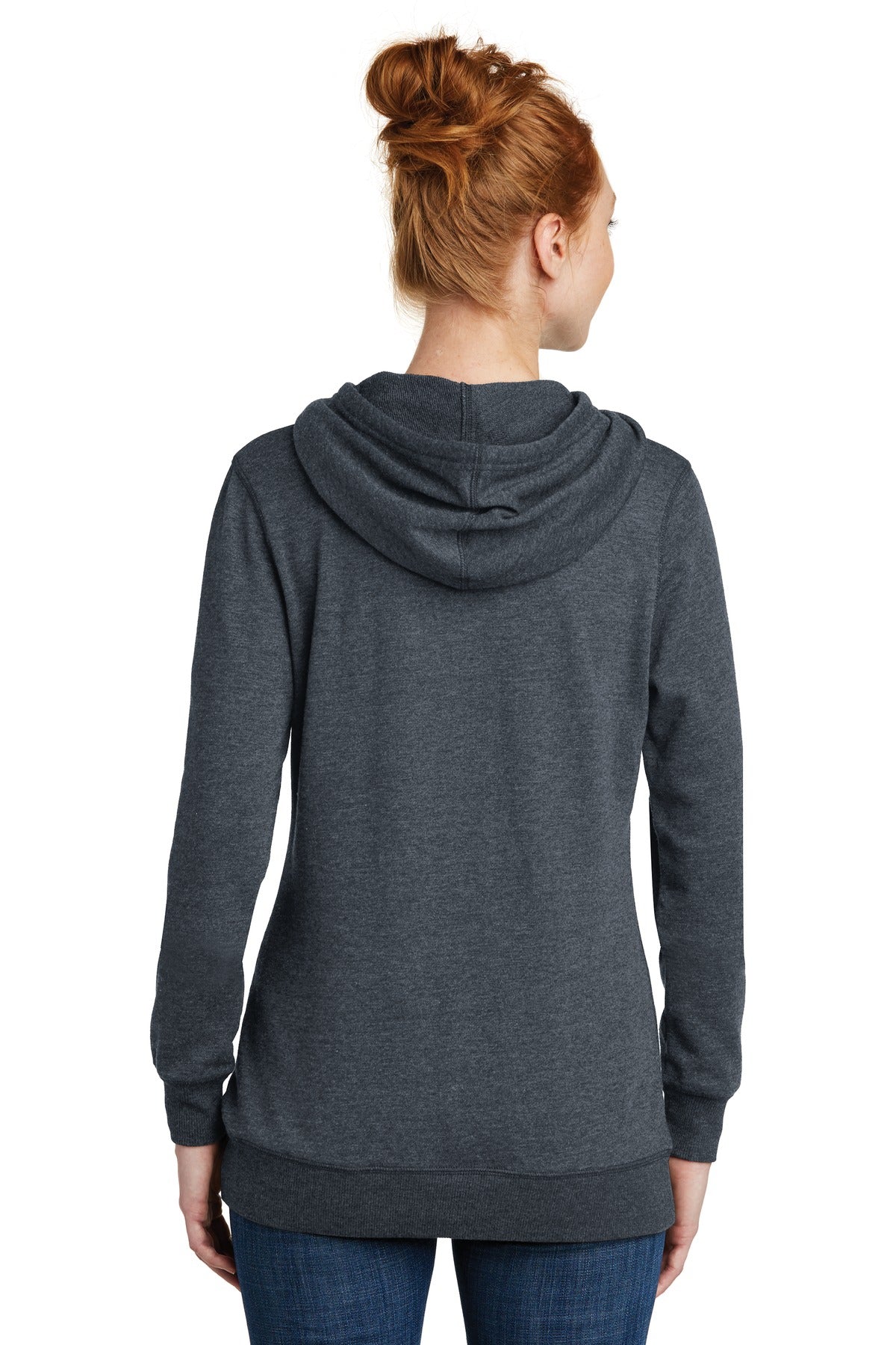 Hthrd Navy District Women's Lightweight Fleece Hoodie. DM493