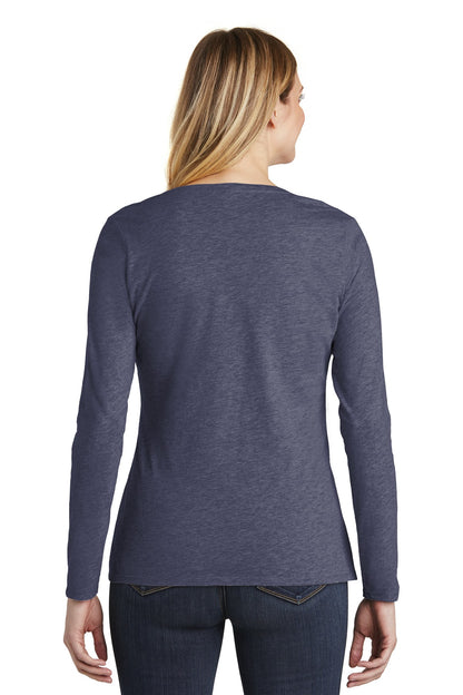 Hthrd Navy District Women's Very Important Tee Long Sleeve V-Neck. DT6201