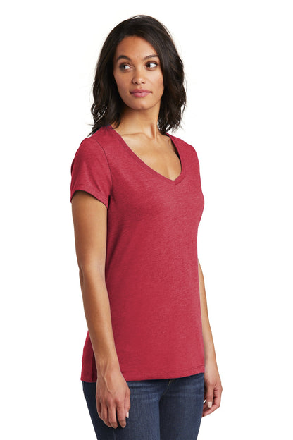 Hthrd Red District Women's Very Important Tee V-Neck. DT6503