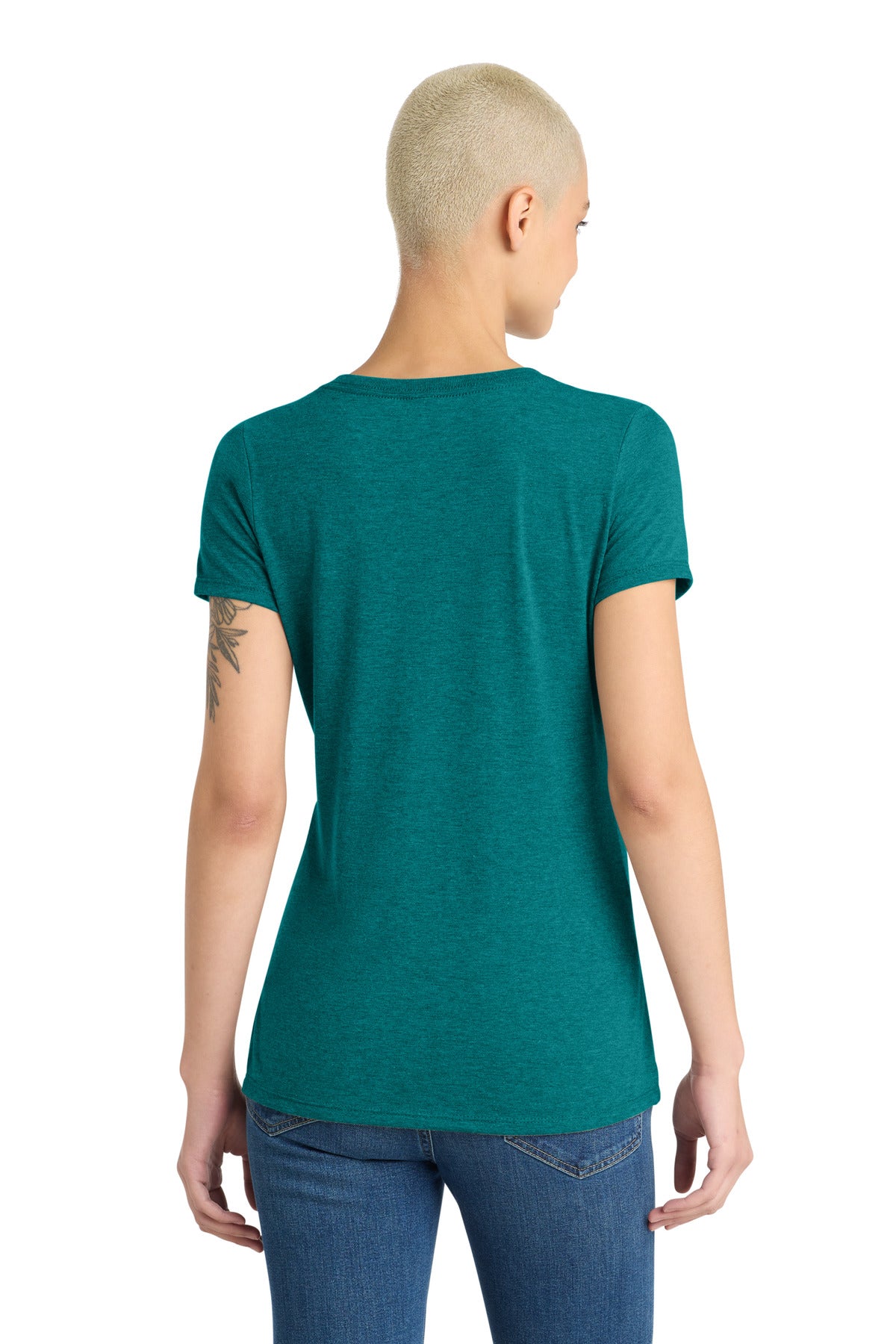 Hthrd Teal District Women's Perfect Tri V-Neck Tee. DM1350L