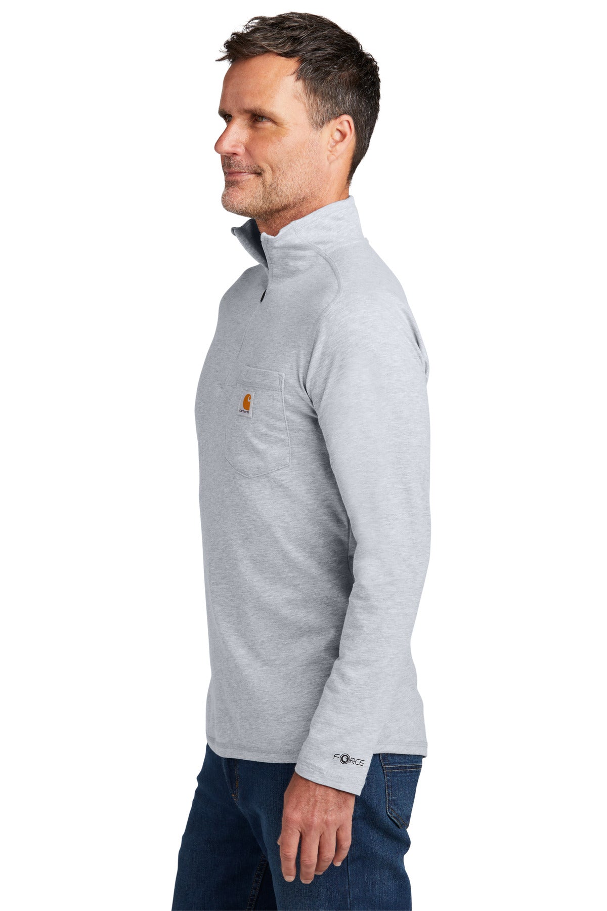 HthrGrey Carhartt Force 1/4-Zip Long Sleeve T-Shirt CT106660