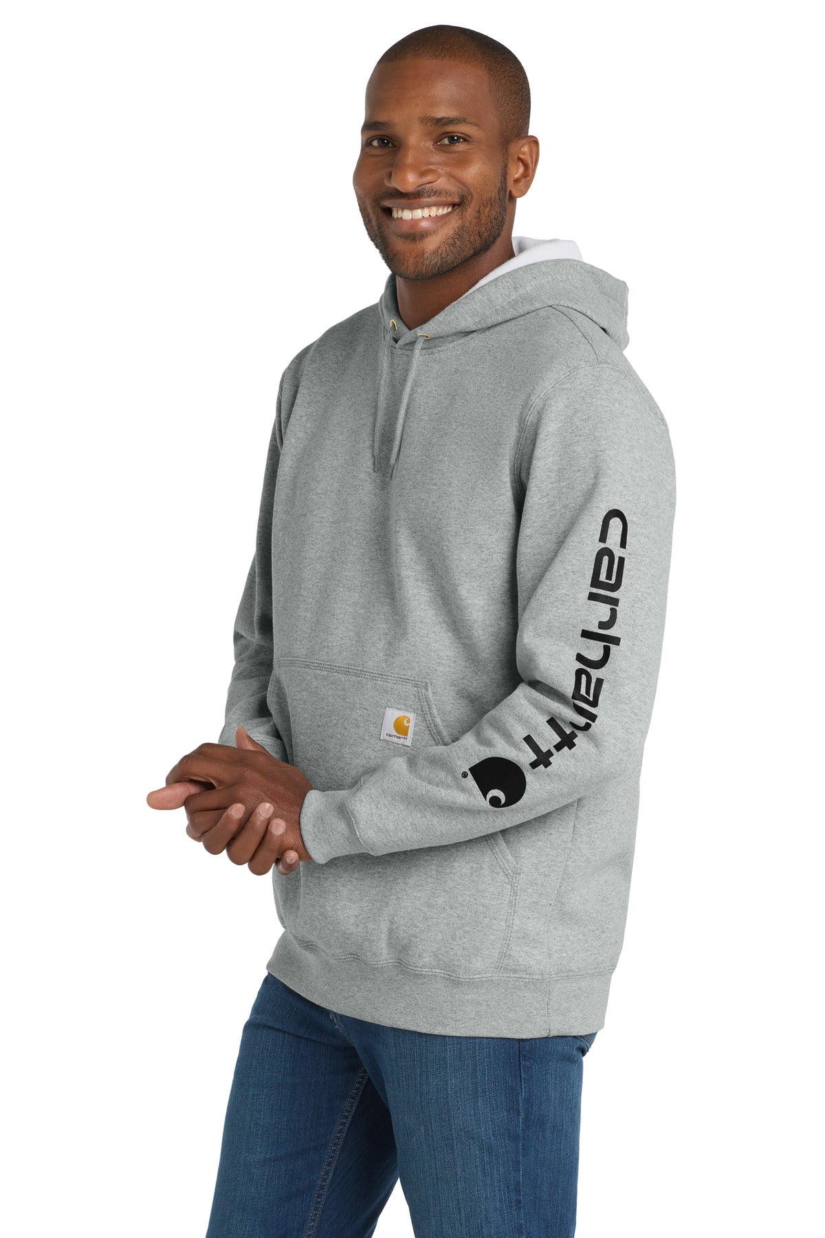 HthrGrey Carhartt Midweight Hooded Logo Sweatshirt CTK288