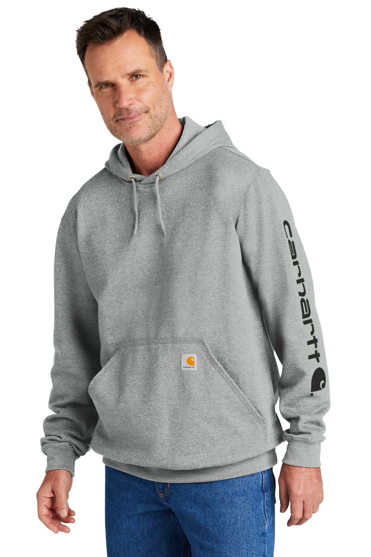 HthrGrey Carhartt Midweight Hooded Logo Sweatshirt CTK288