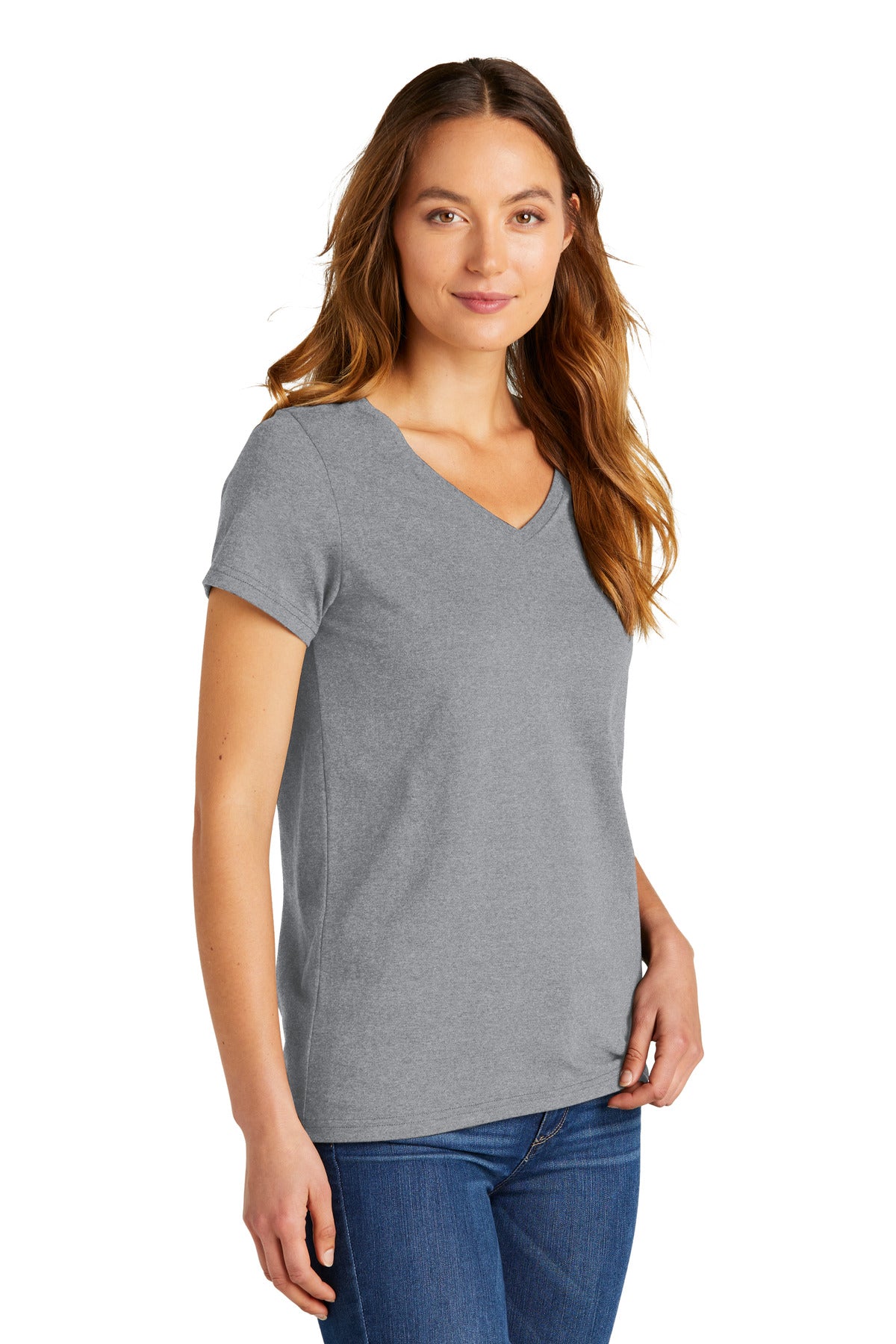 HthrGrey District Women's The Concert Tee V-Neck DT5002