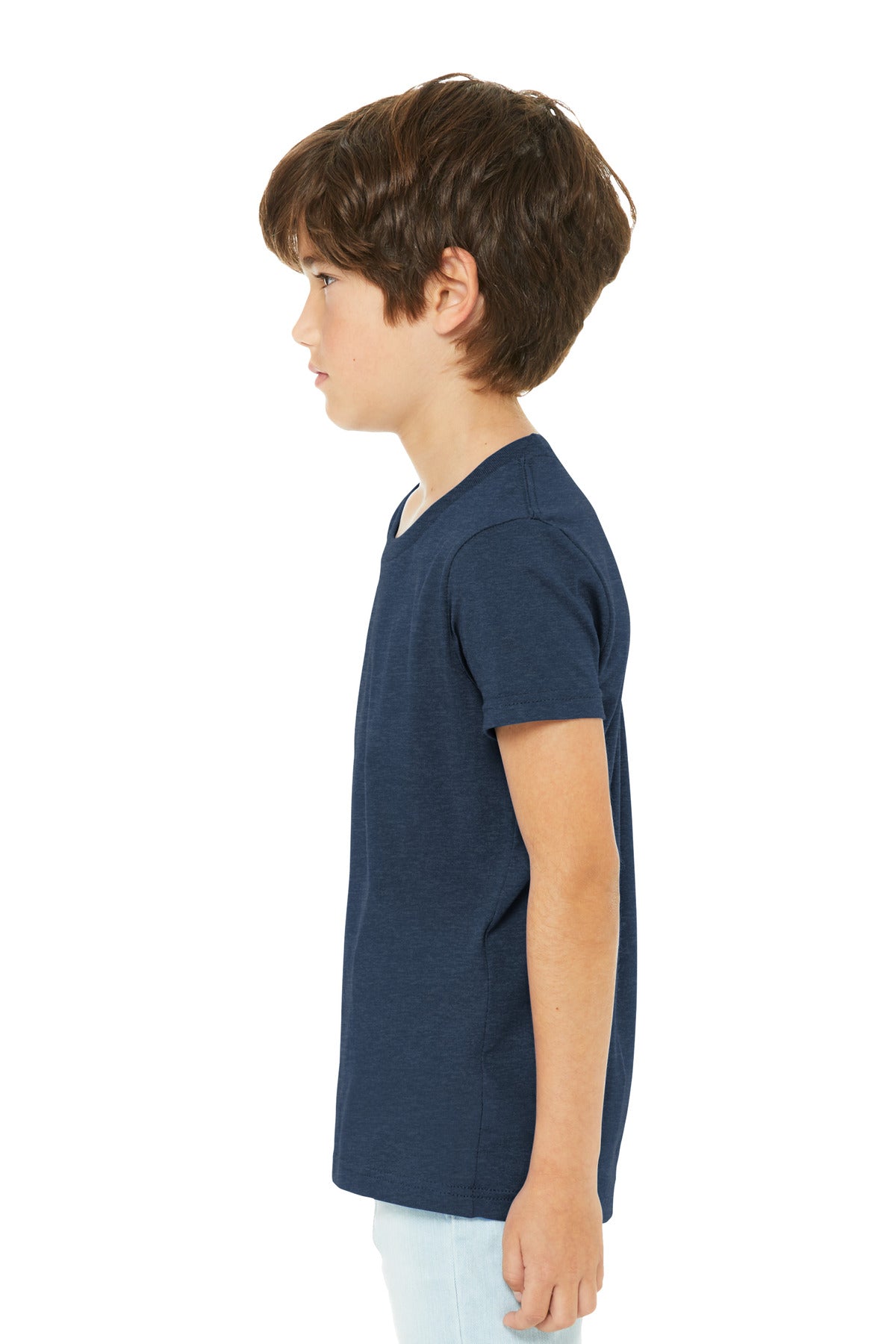 HthrNavy BELLA+CANVAS Youth Heather CVC Tee BC3001YCVC