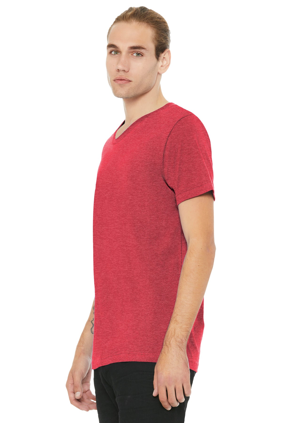 HthrRed BELLA+CANVAS Unisex Heather CVC V-Neck Tee BC3005CVC