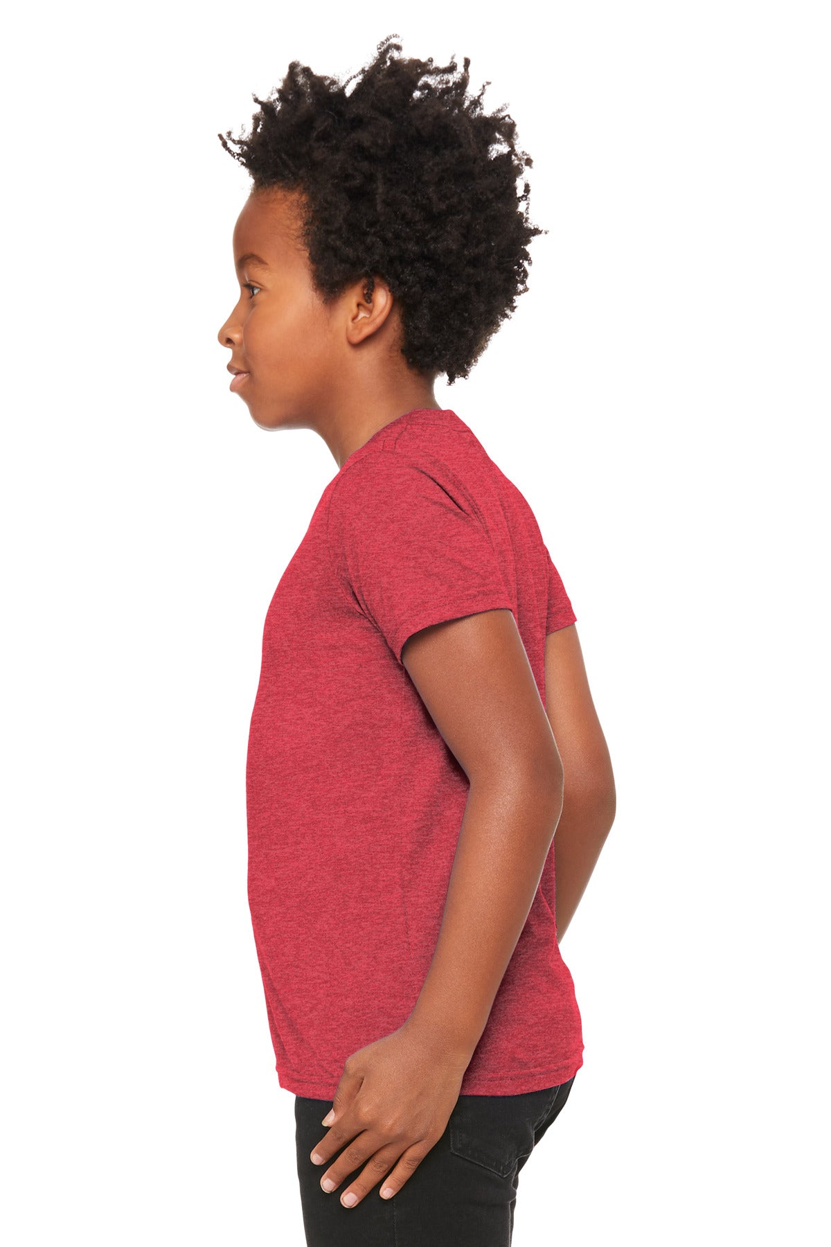 HthrRed BELLA+CANVAS Youth Heather CVC Tee BC3001YCVC