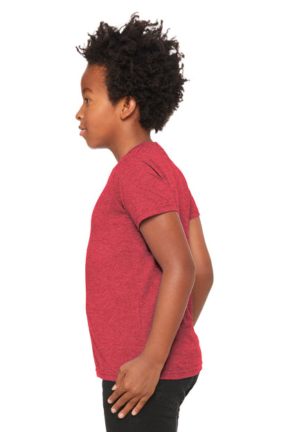 HthrRed BELLA+CANVAS Youth Heather CVC Tee BC3001YCVC