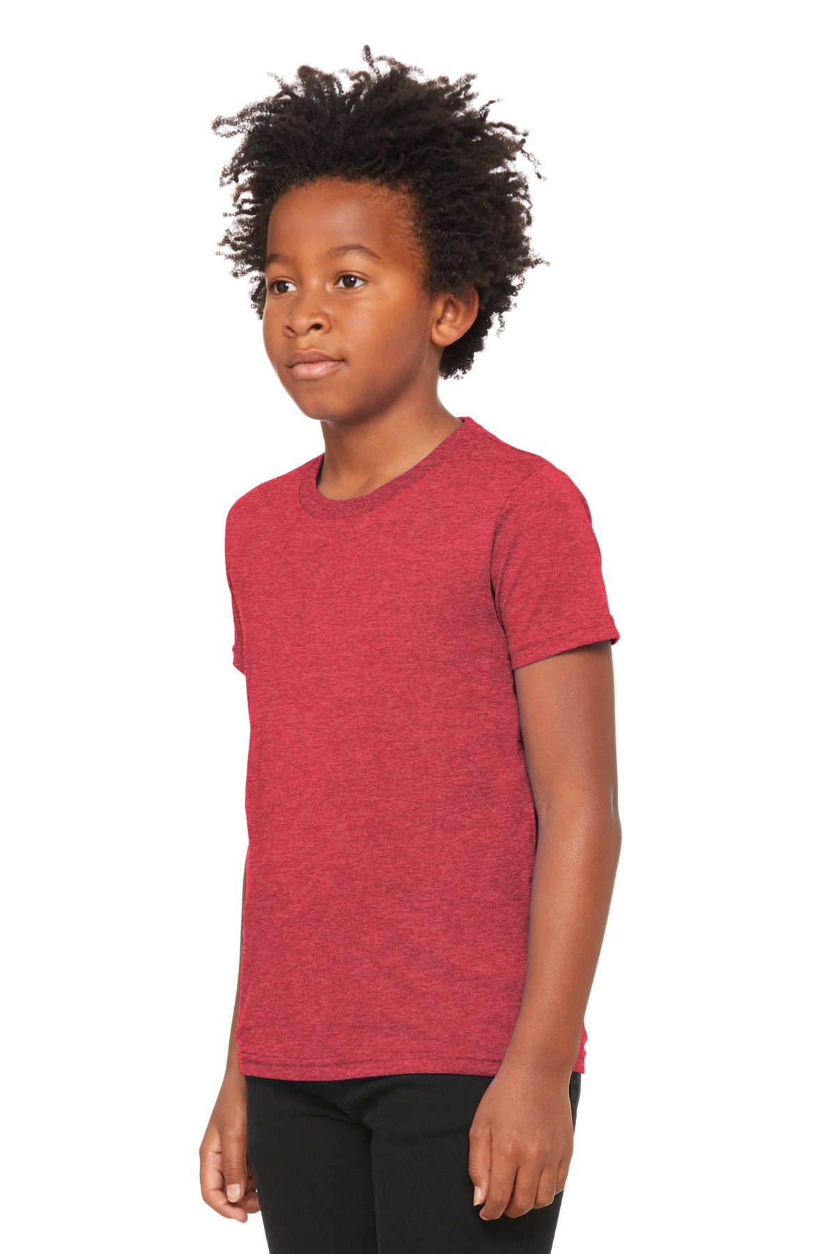 HthrRed BELLA+CANVAS Youth Heather CVC Tee BC3001YCVC