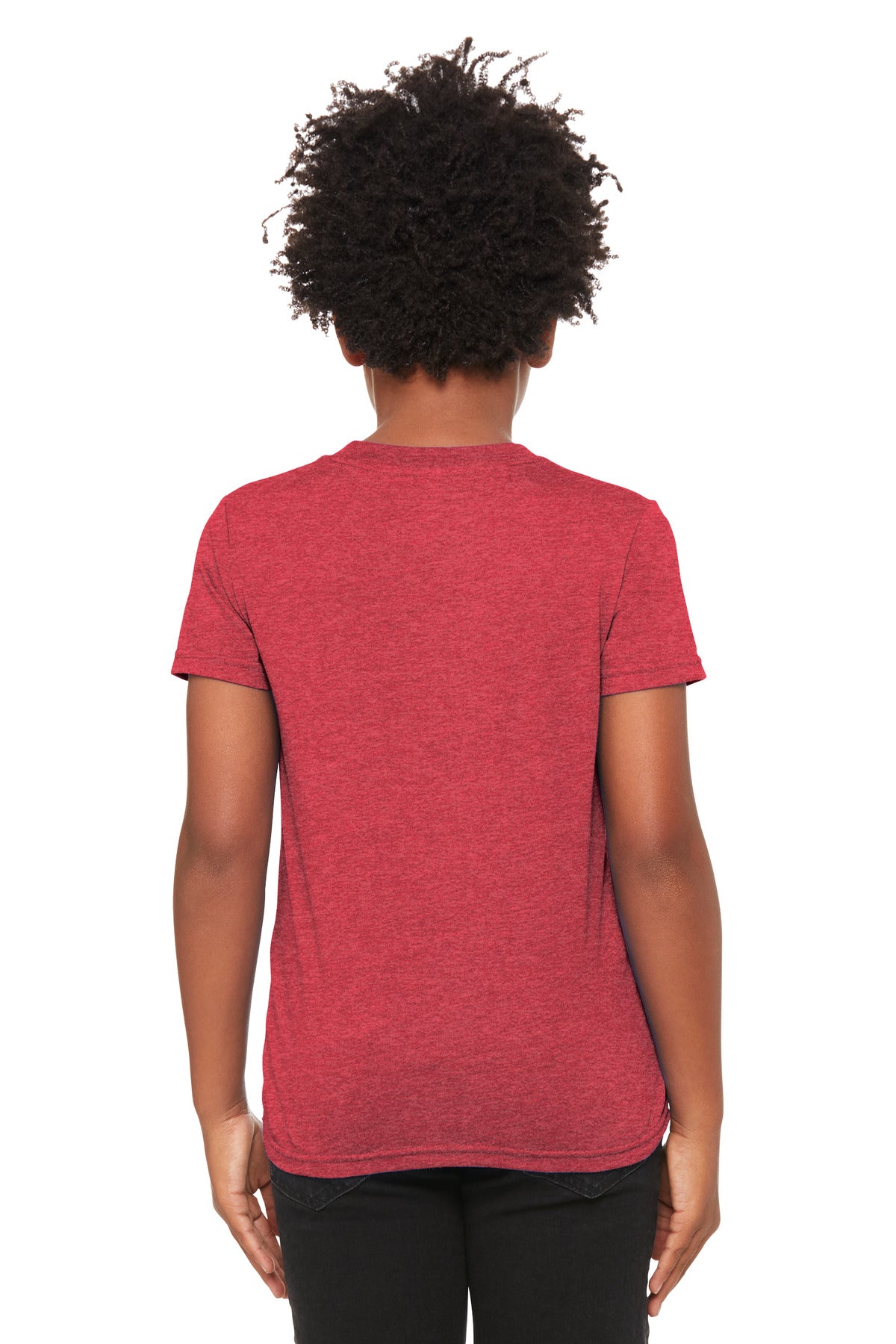 HthrRed BELLA+CANVAS Youth Heather CVC Tee BC3001YCVC