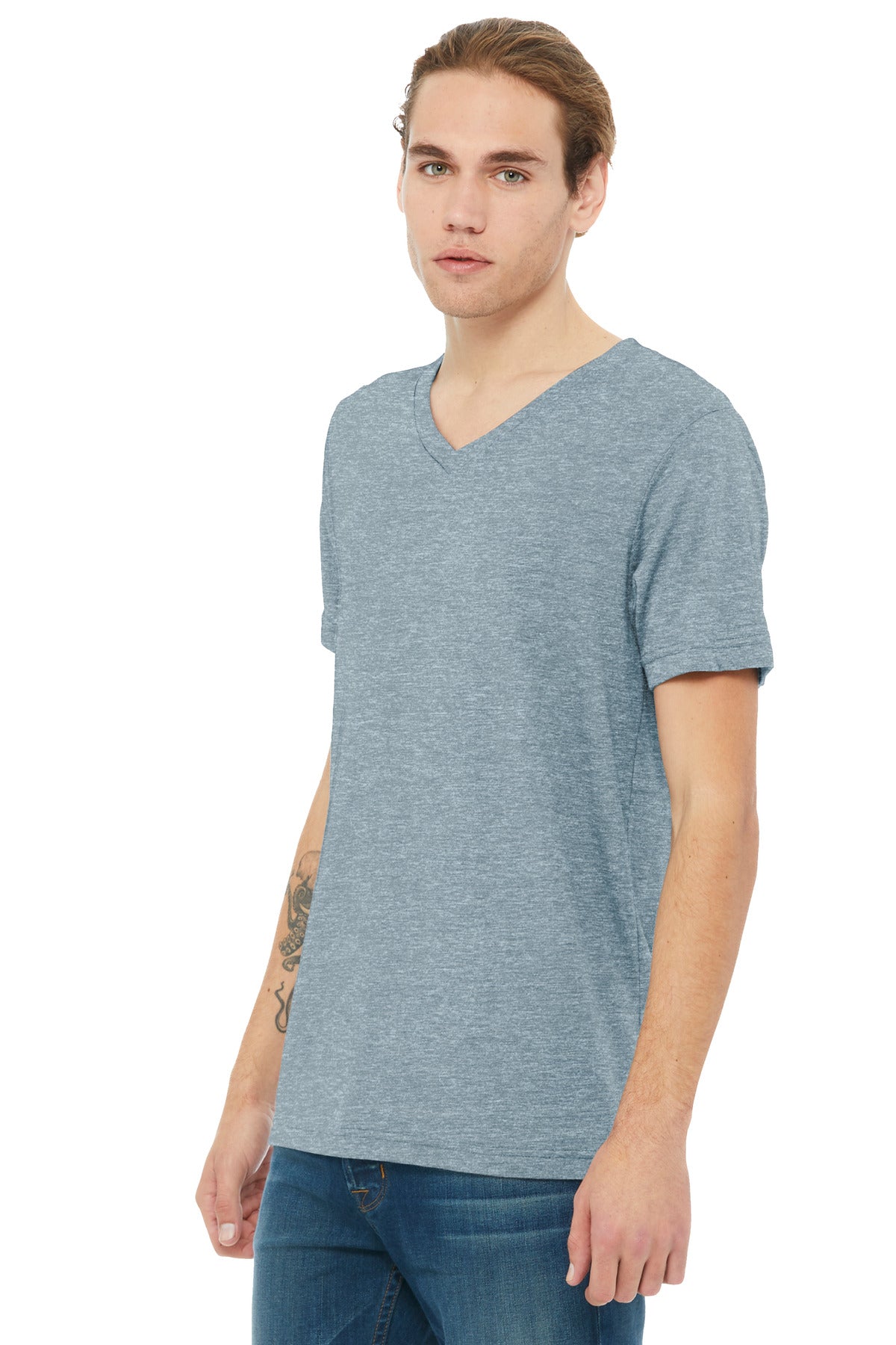 HthrSlate BELLA+CANVAS Unisex Heather CVC V-Neck Tee BC3005CVC