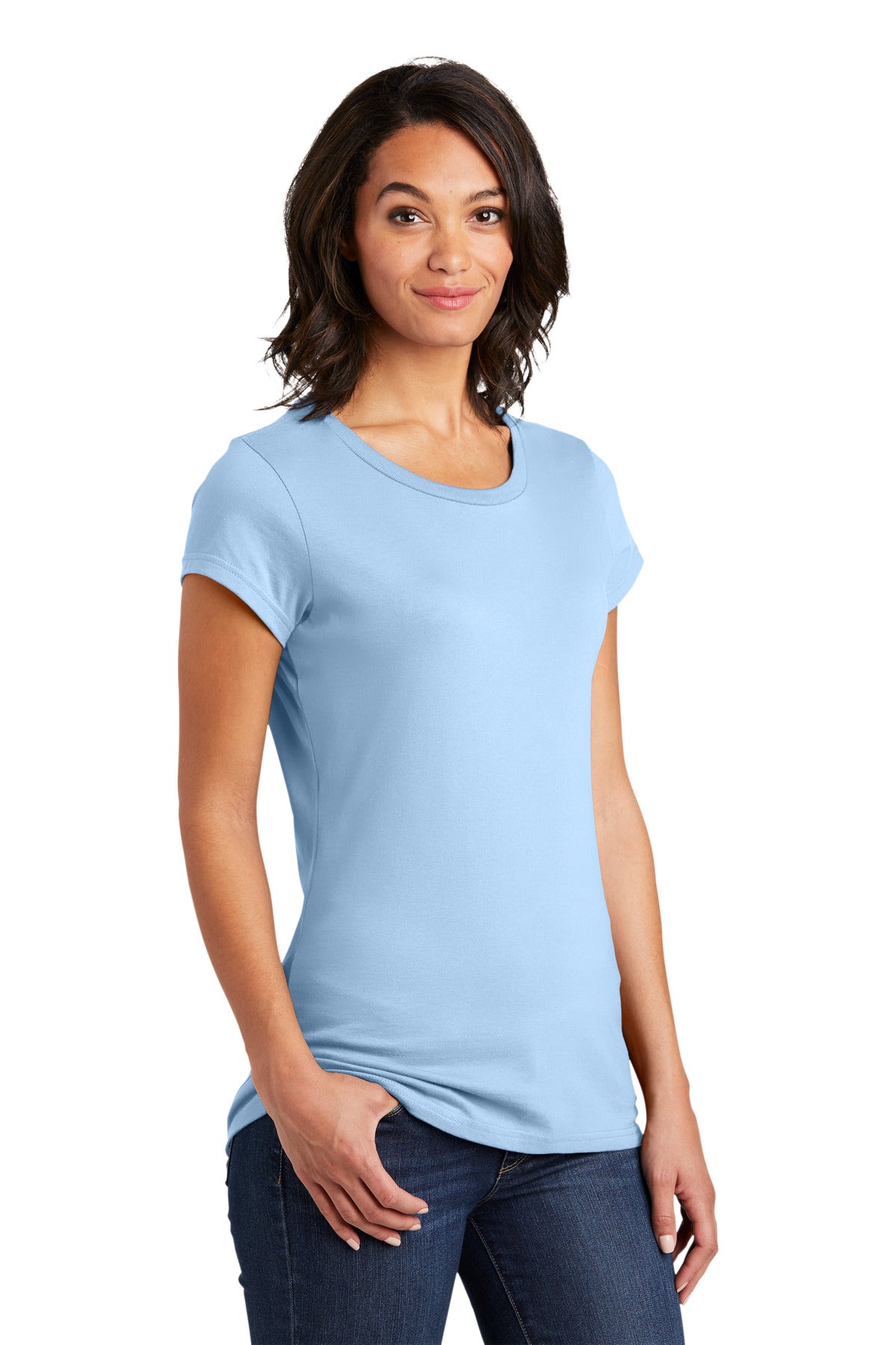 Ice Blue District Women's Fitted Very Important Tee . DT6001