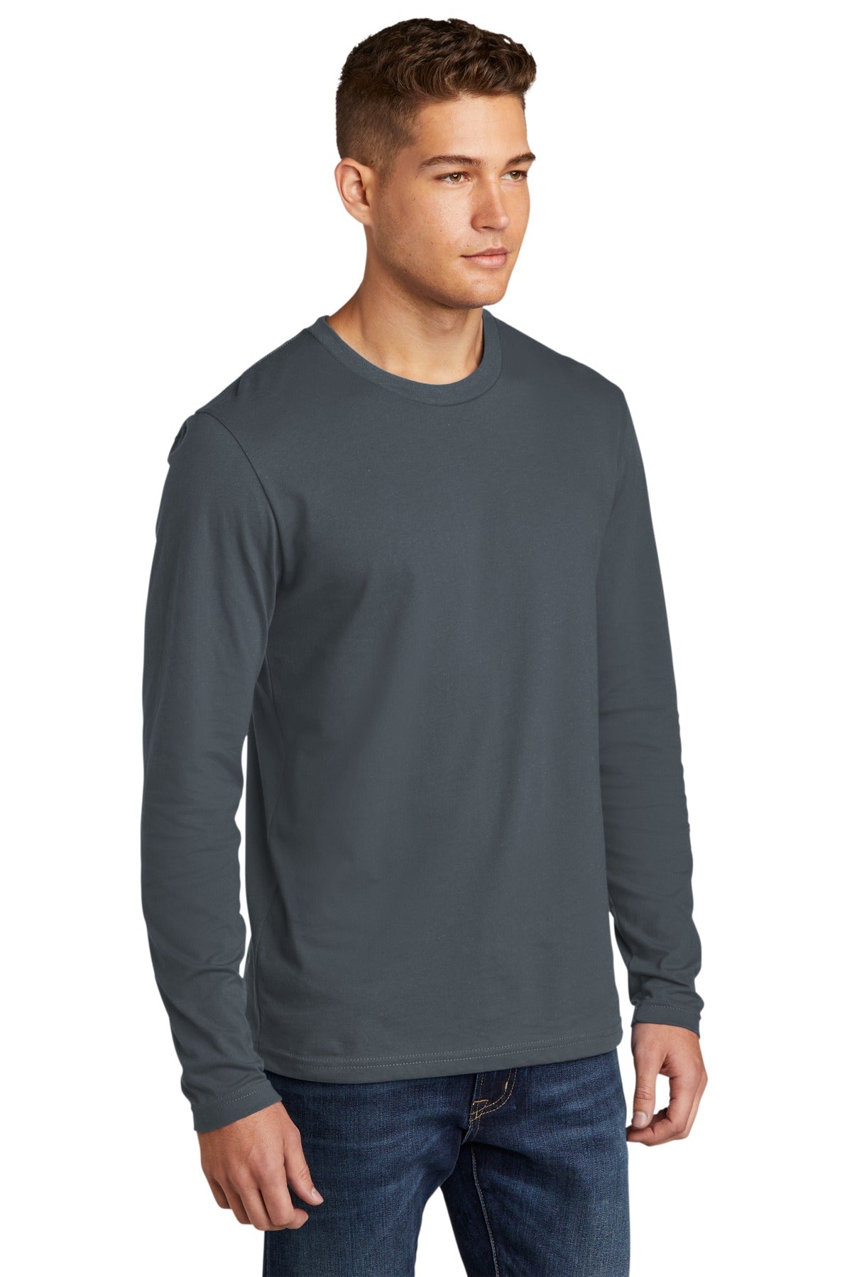 Indigo Next Level Apparel Cotton Long Sleeve Tee. NL3601