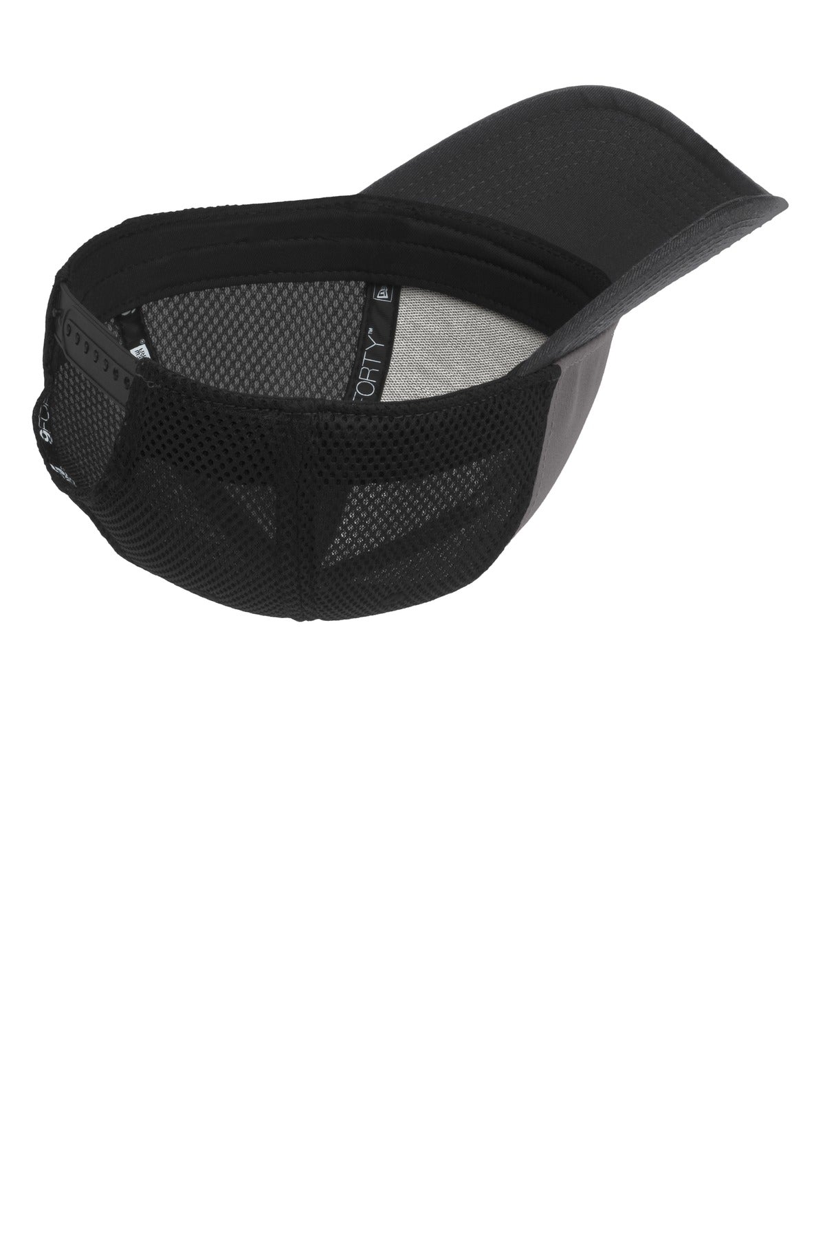 Inside View of Charcoal/Black New Era Snapback Contrast Front Mesh Cap. NE204