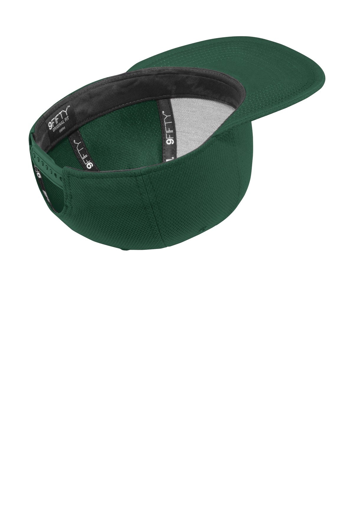 Inside View of Dark Green New Era Original Fit Diamond Era Flat Bill Snapback Cap. NE404