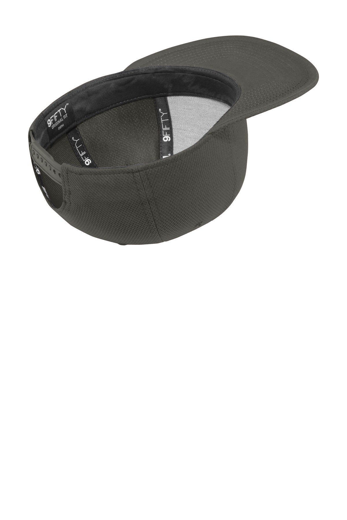 Inside View of Graphite New Era Original Fit Diamond Era Flat Bill Snapback Cap. NE404
