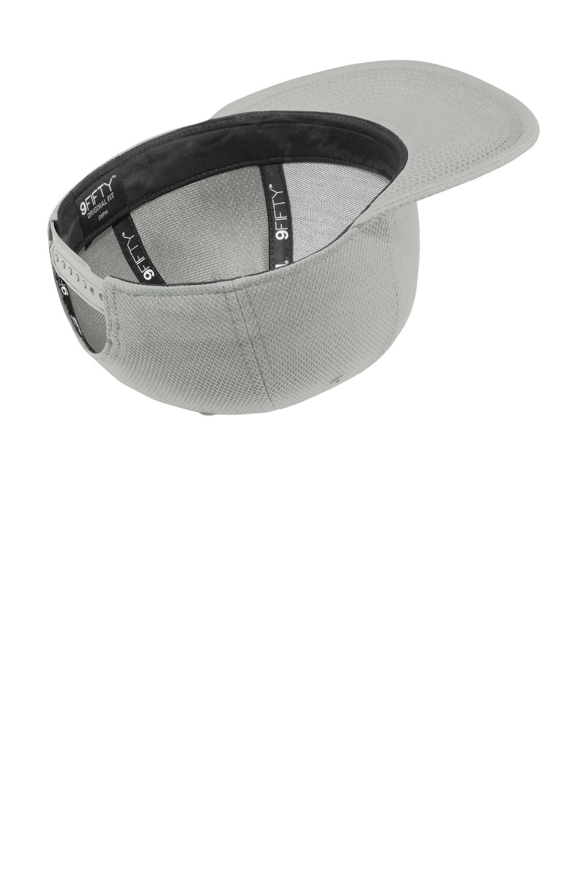 Inside View of Grey New Era Original Fit Diamond Era Flat Bill Snapback Cap. NE404