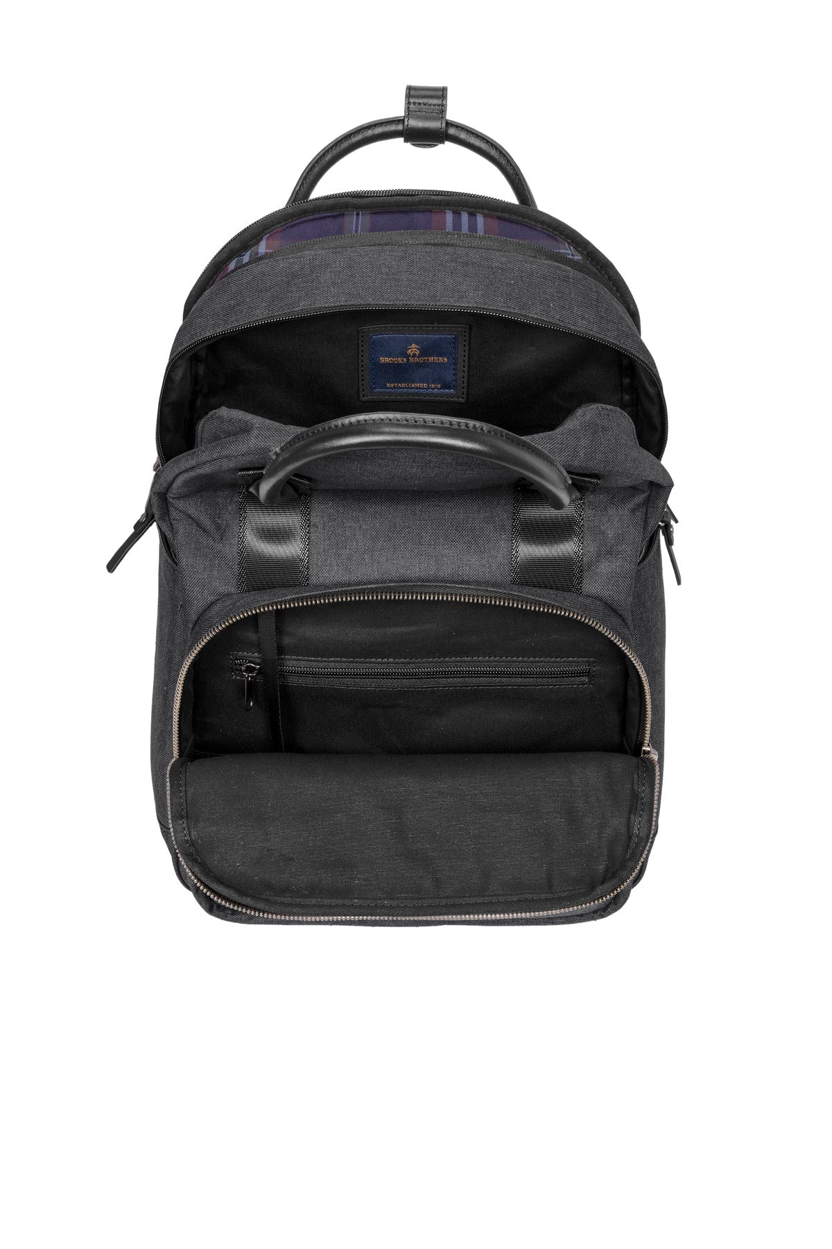 Inside View of HthrGrey Brooks Brothers Grant Dual-Handle Backpack BB18821
